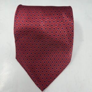 TONGUE TIED by TOM MCLELLON Red and Navy Geometric Square 100% Silk Tie